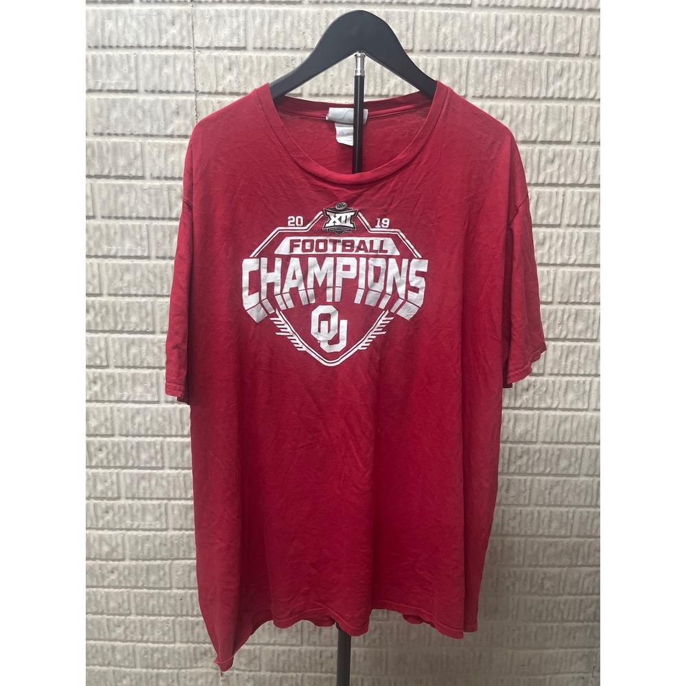 Oklahoma Sooners 2019 Big 12‎ Football Champions Red Graphic T-Shirt Mens 3XL